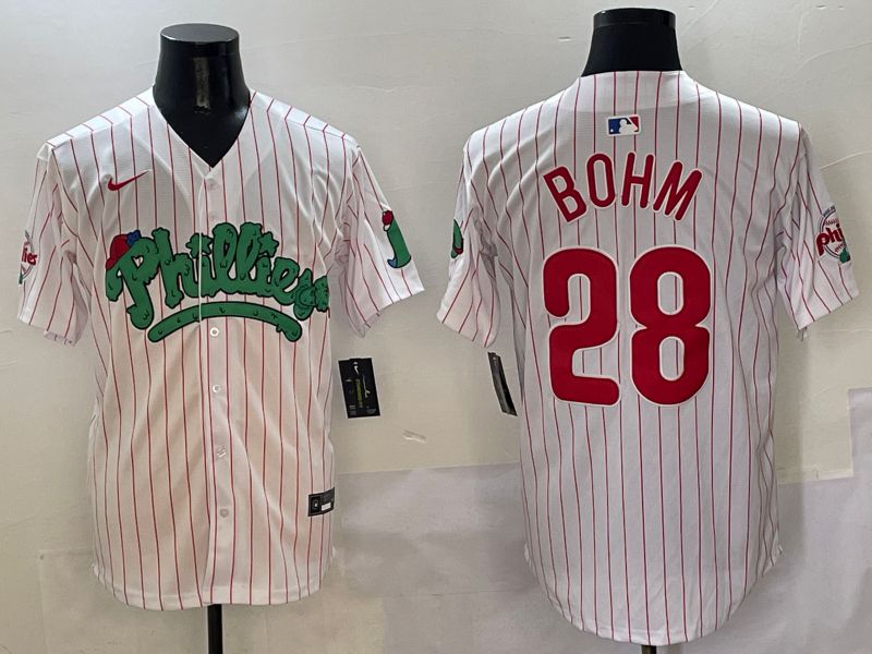 Men Philadelphia Phillies #28 Bohm White Fourth generation Joint Name Nike 2025 MLB Jersey style 11->philadelphia phillies->MLB Jersey